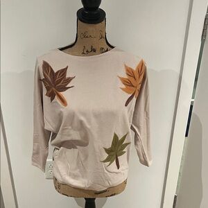 Leaf Pattern Long Sleeve Women's Top